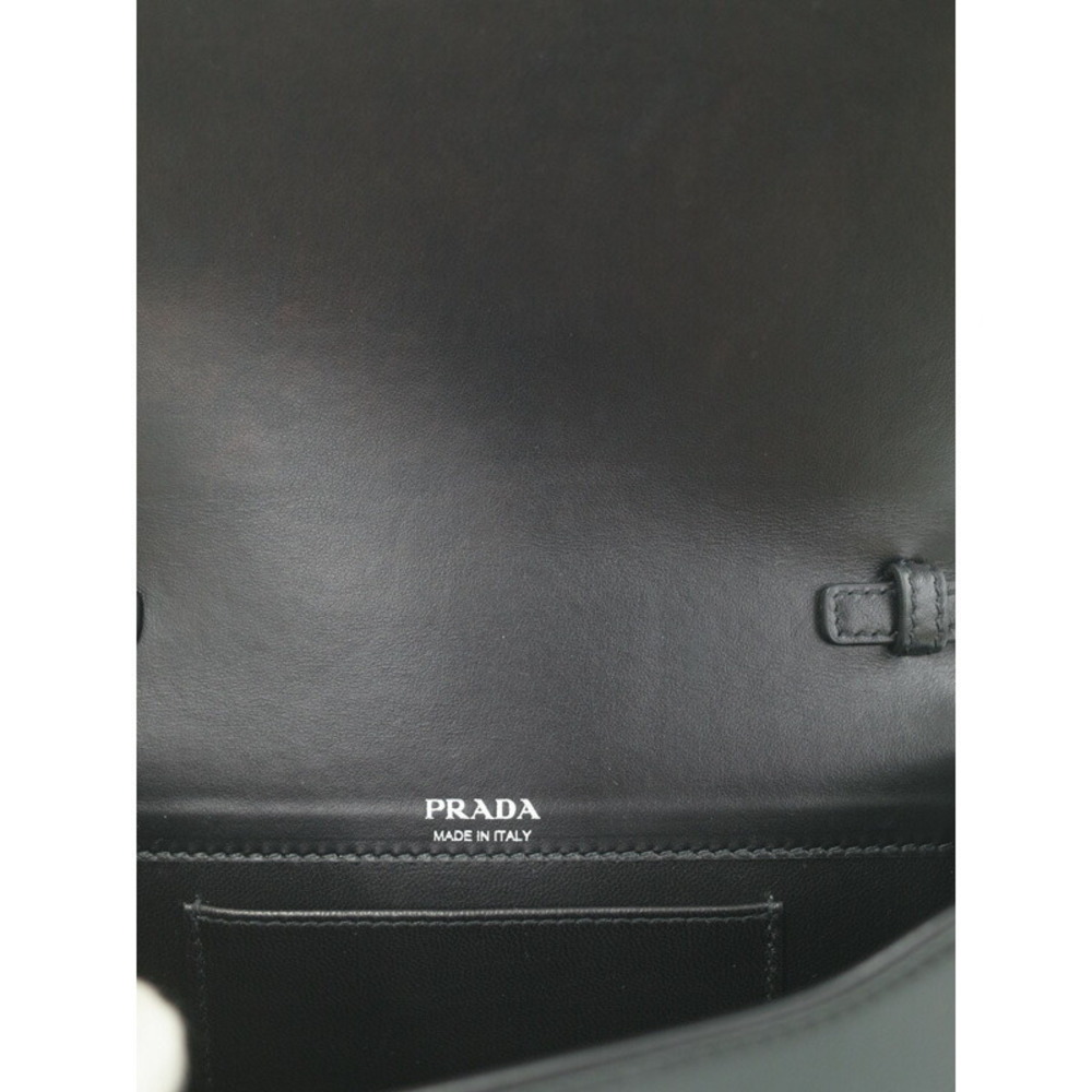 Prada Nylon Leather Shoulder Bag Crossover Flap Black - Picture 5 of 9